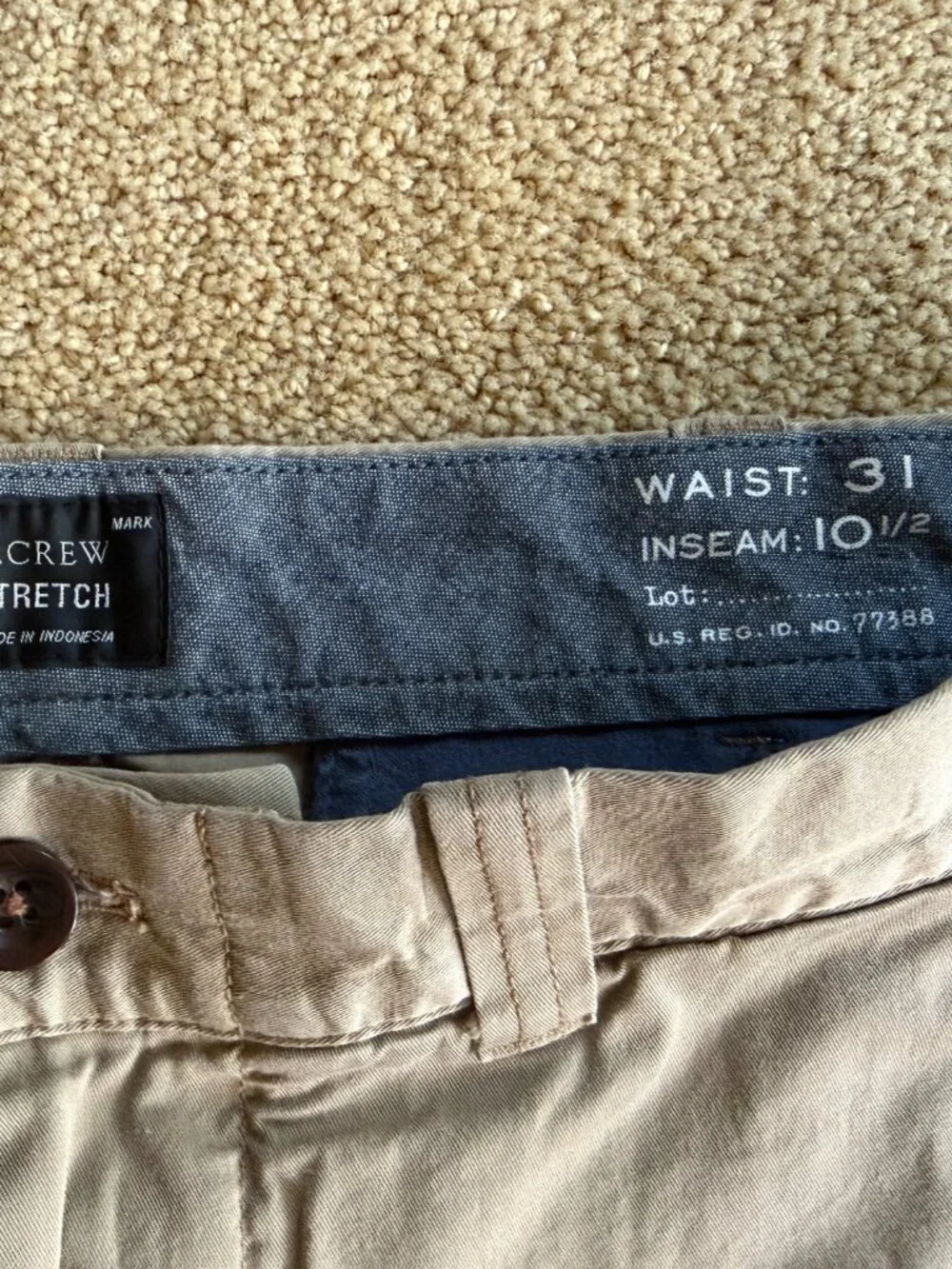 J.Crew Men’s Khaki Stretch Shorts Size 31 10.5 Inseam